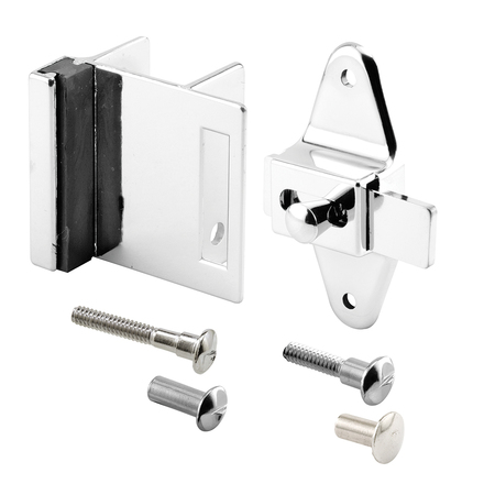 PRIME-LINE Door Latch Set, 1-1/4 in., Pilaster, Zamak, Chrome Finish, Inswing, Square Corners Single Pack 656-6950